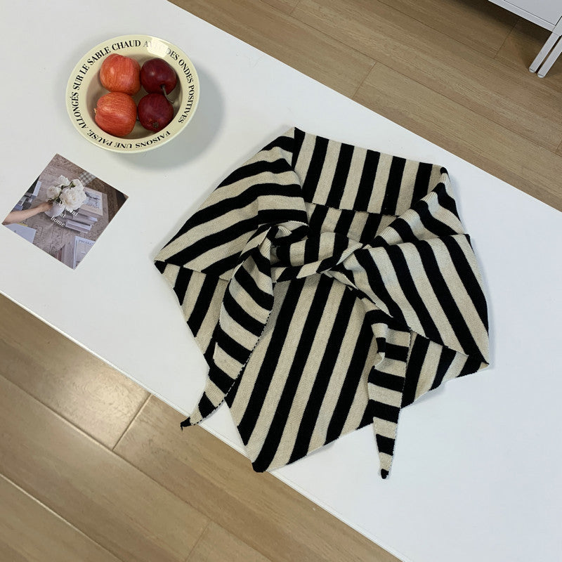 Stylish Color Block Striped Triangle Scarf 6W6NSW270