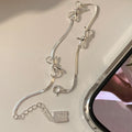 Sweet Silver Bow Knot Charm Chain Bracelet 6W6JBR335