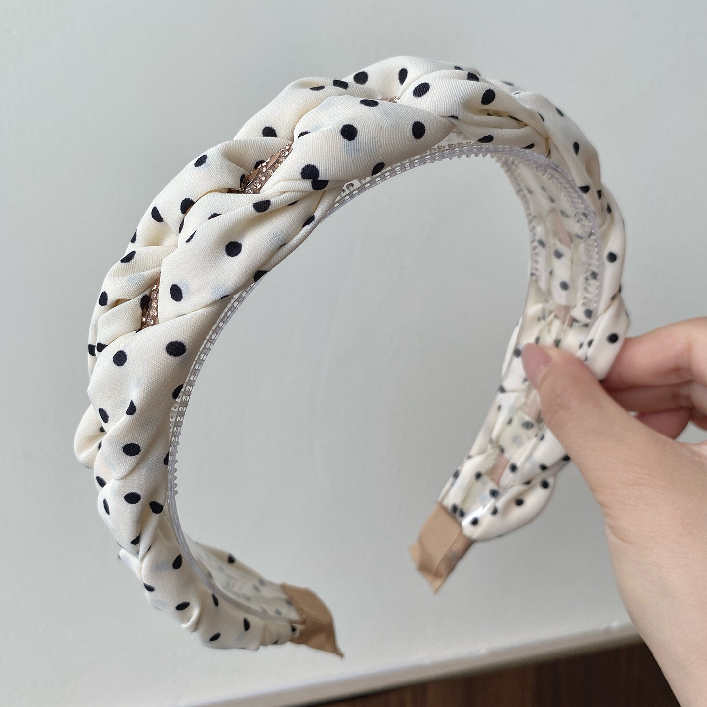 Vintage Polka Dots Rhinestones Woven Twist Headband MK2SPM6W6HBD21