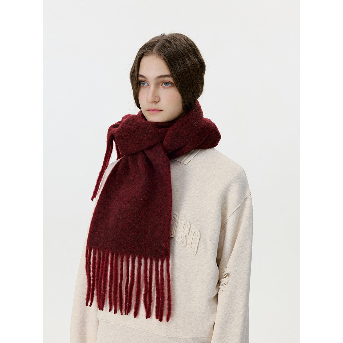 Versatile Solid Color Tassel Warm Scarf 6W6NSW253