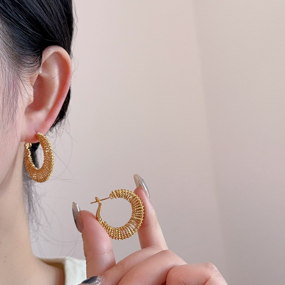 Electroplated Metal Woven 3D Openwork Earrings DP26I632W