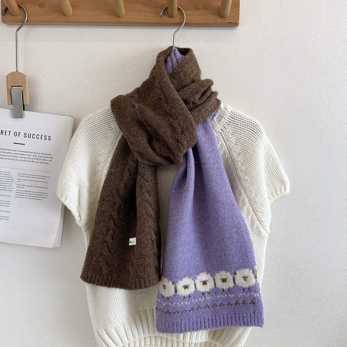 Sheep Jacquard Knit Scarf - DippedShop Wholesale - #6819