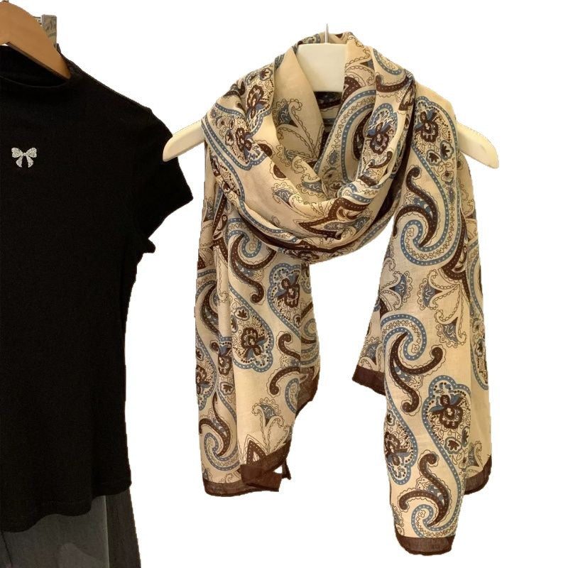 Bohemian Paisley Print Shawl Silk Scarf 6W6NSC208
