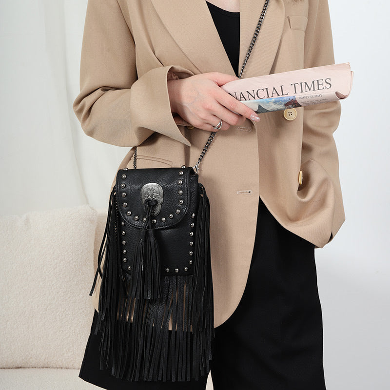 Boho Studded Tassel Mini Crossbody Bag 6W10BBG2407