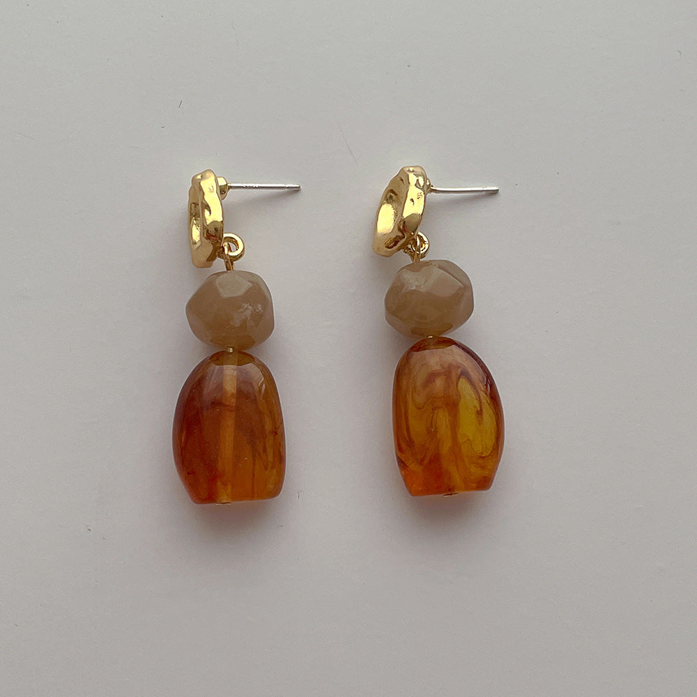 Chunky Irregular Color Contrast Resin Dangle Earrings 6W6JER604