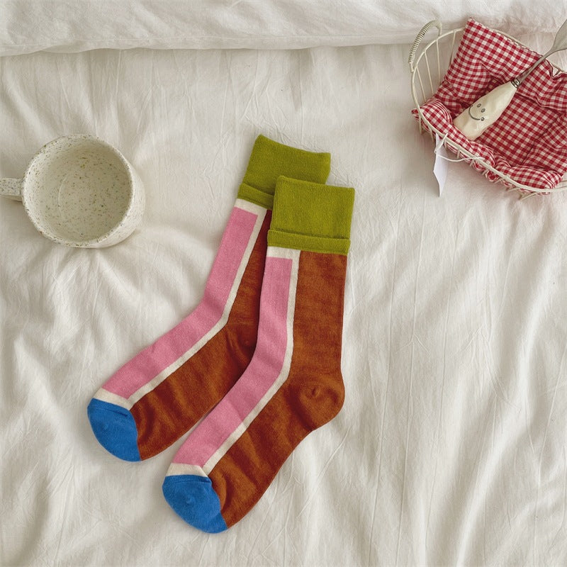 Cotton Striped Crew Socks - DippedShop Wholesale - #2515