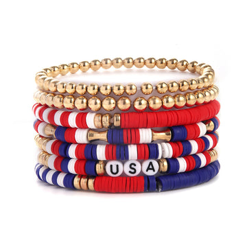 Trendy USA Letters Beaded Stretch Bracelet DP25D536