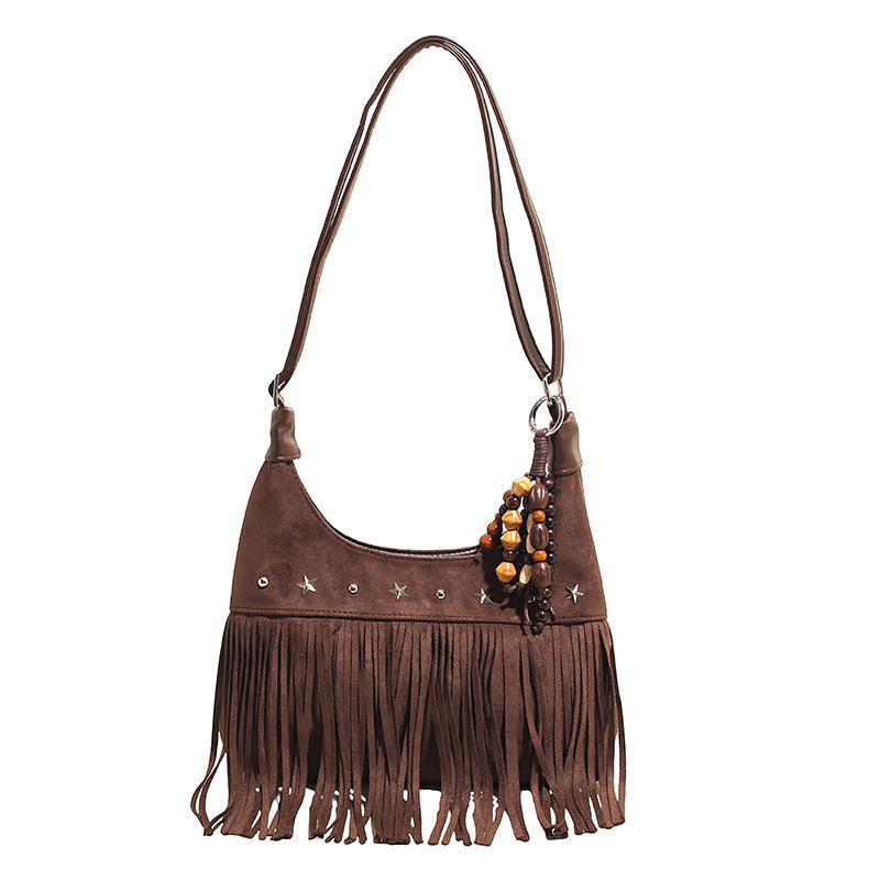 Boho Fringe Hobo Large Capacity Shoulder Bag 6W10BBG2351