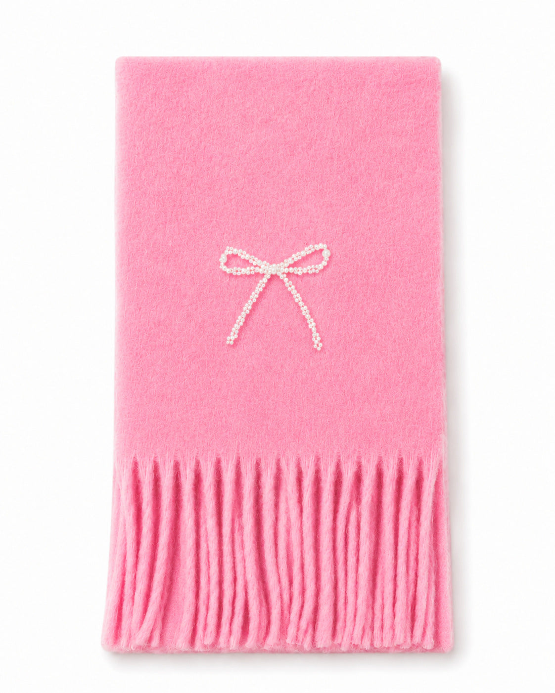 Elegant Pearl Bowknot Warm Tassel Scarf 6W6NSC128