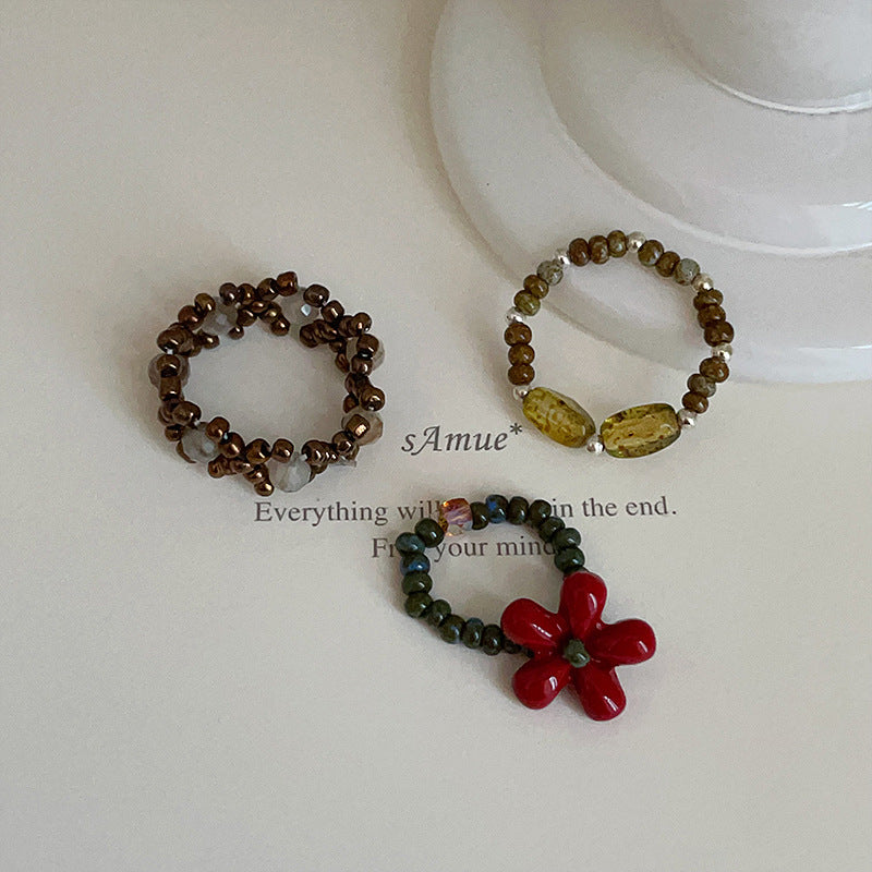 3D Floral Beaded Ring - DippedShop Wholesale - #3587