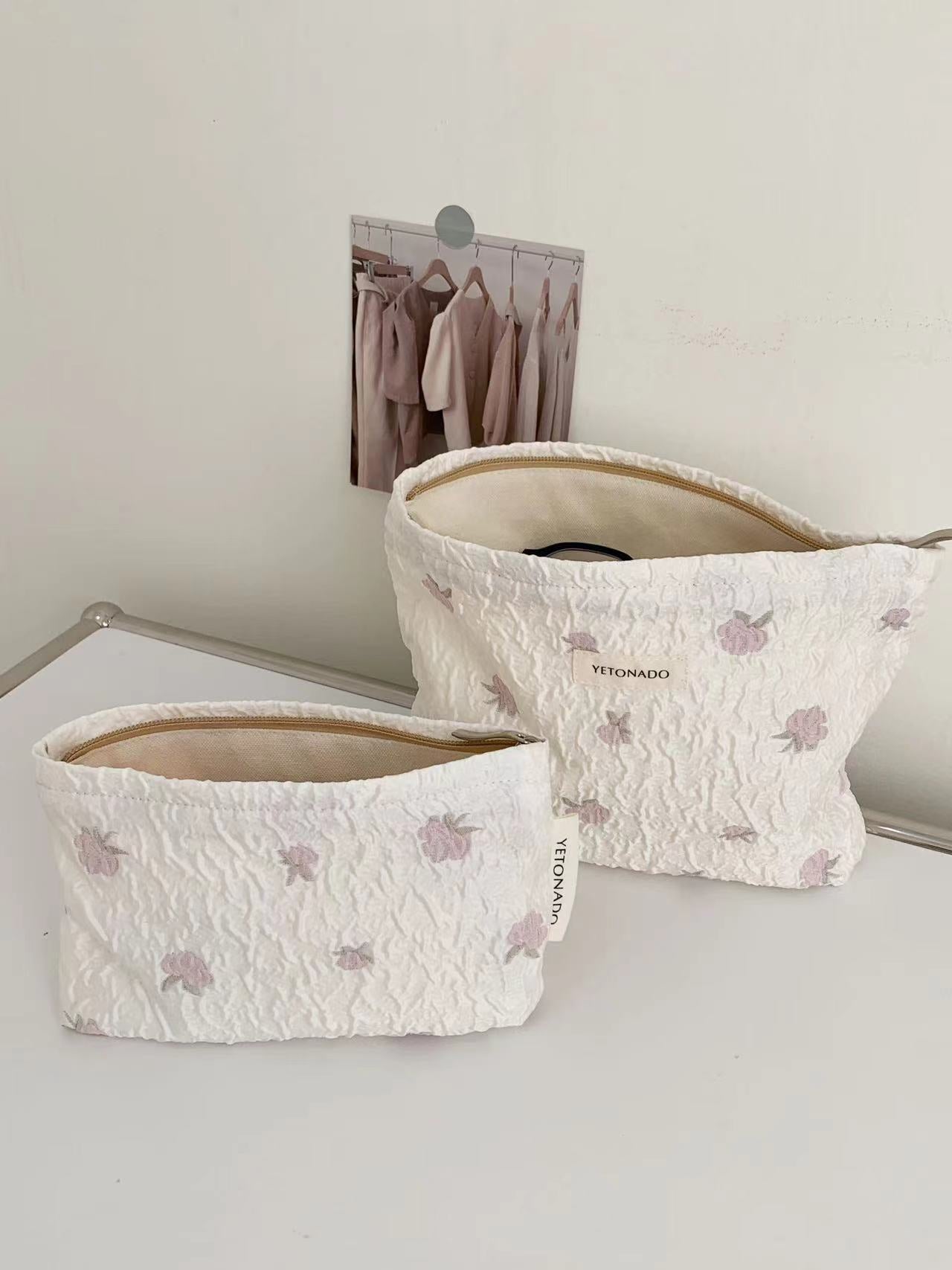Elegant Rose Embroidery Large Capacity Cosmetic Bag MK2BW6W10BOB408