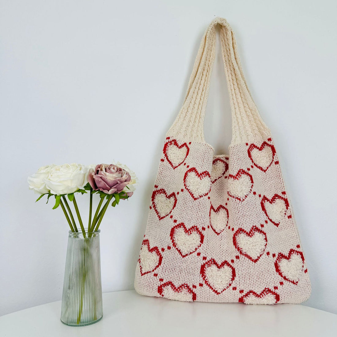 Valentine's Day Heart Knitted Tote Bag DP26H930
