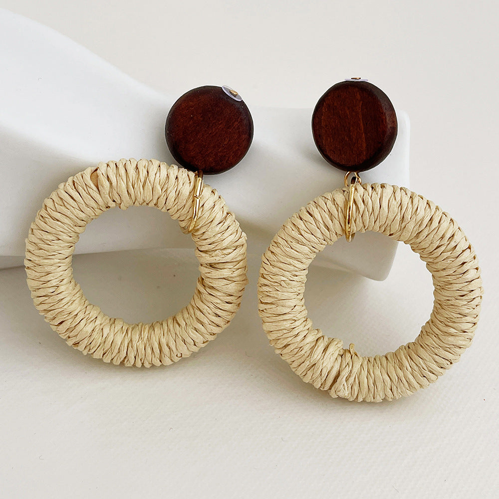 Vintage Elegant Wooden Rattan Earrings DPJE1721