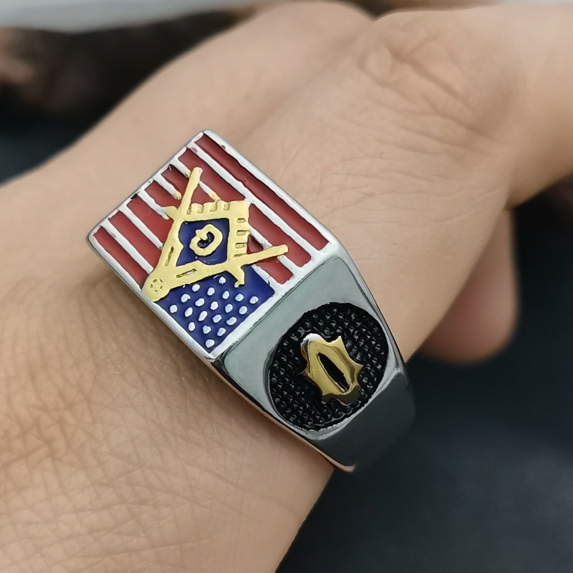 Vintage USA Flag Polished Surface Ring 8ZA6JRG204T
