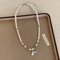 Elegant Fishtail Pendant Pearl Chain Necklace 6W6JNC384L