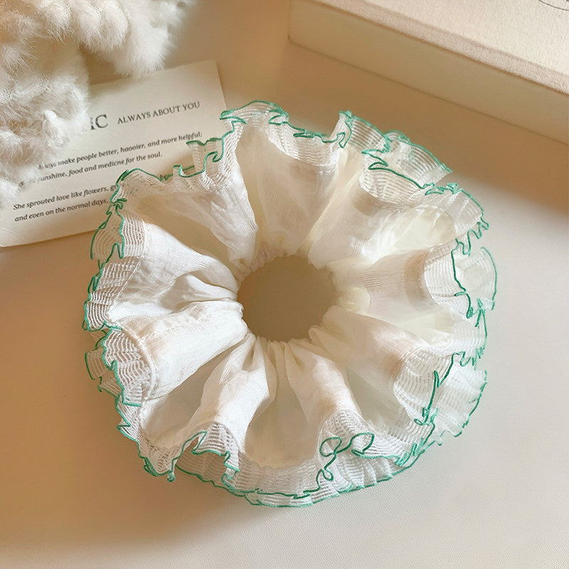 Mint Tulle Ruffled Scrunchies - DippedShop Wholesale - #4723
