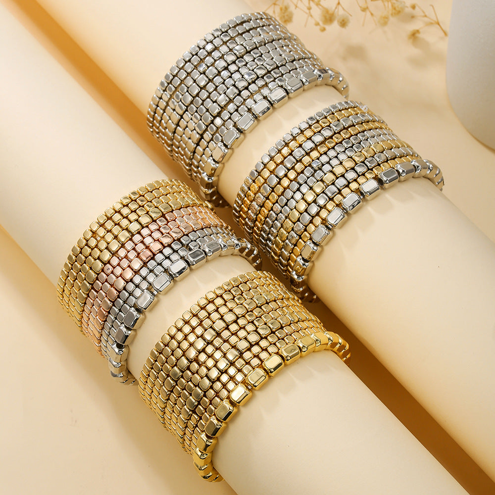 Stylish Gold Plated Multi Layer Beaded Bracelets 6W6JBR501