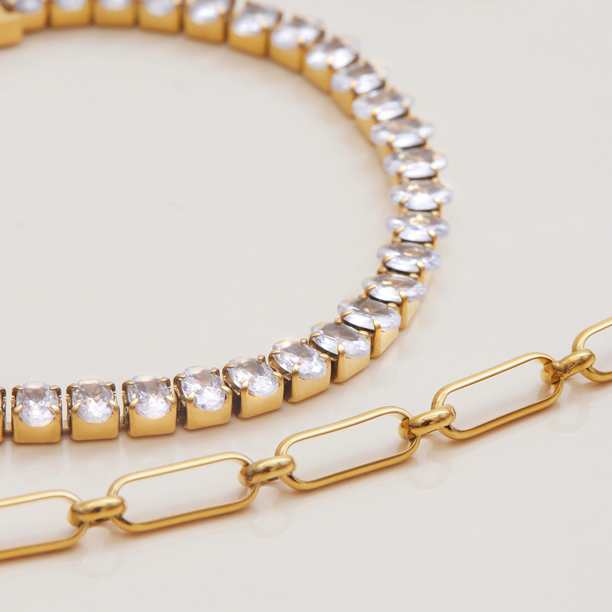 Elegant Gold Plated Rhinestones Link Bracelets 6W6JBR481