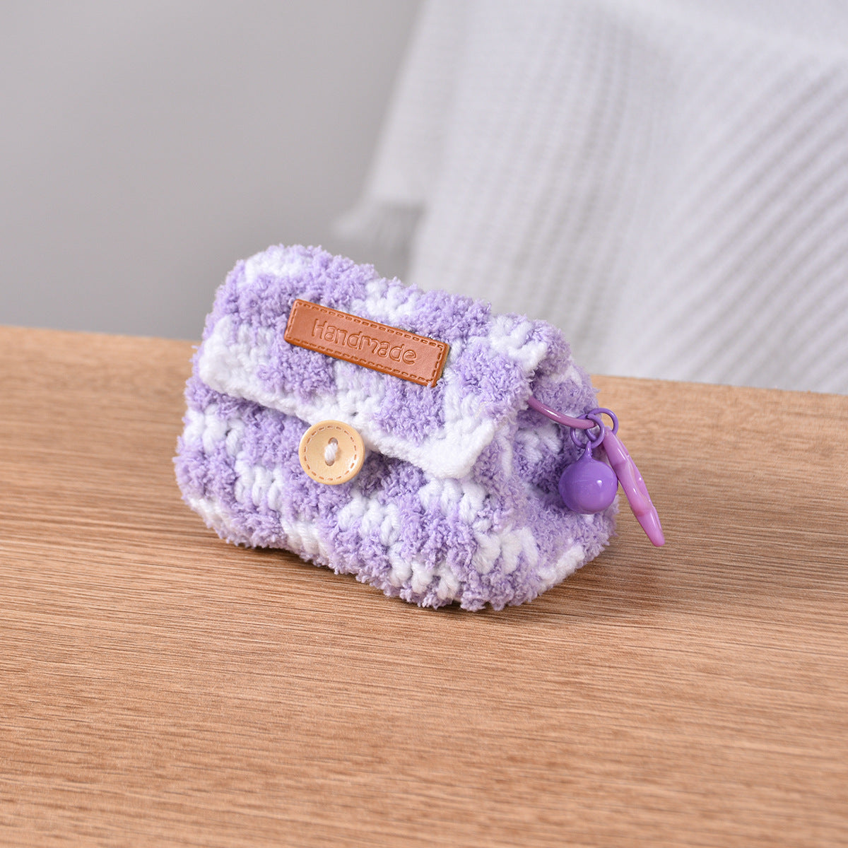 Cute Crochet Color Block Mini Coin Earbud Case 6S10BWB112