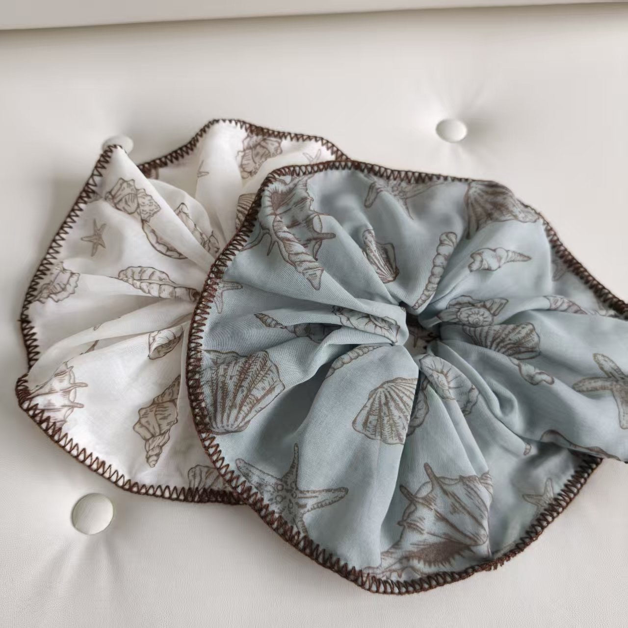 Fresh Starfish Shell Print Ruffled Scrunchies 6W6HSR345