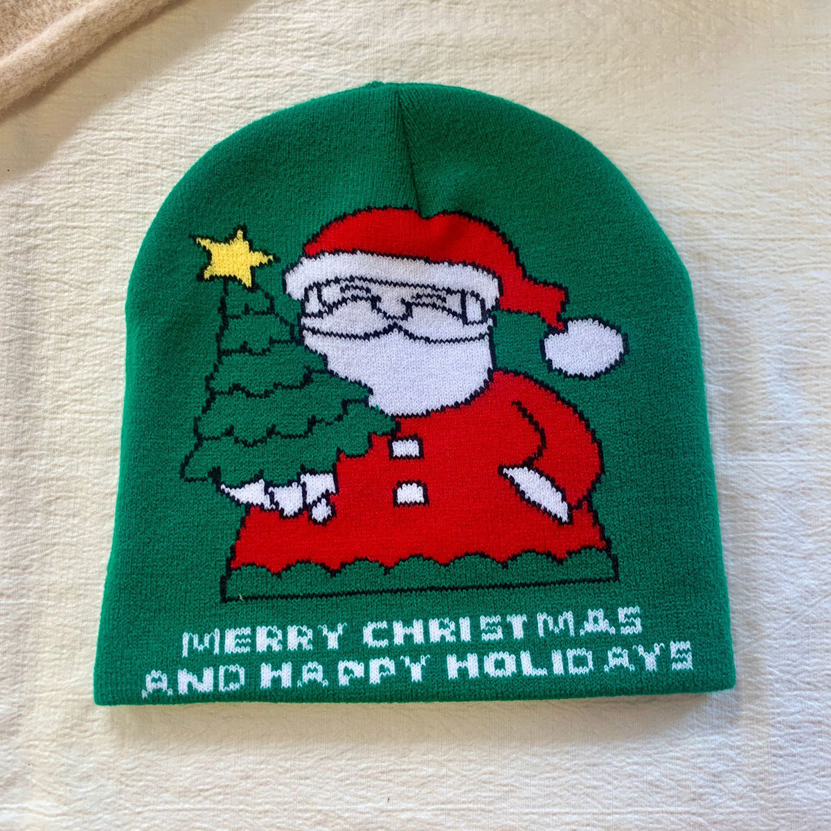 Santa Claus Print Warm Christmas Knit Beanie 6W6HAT837
