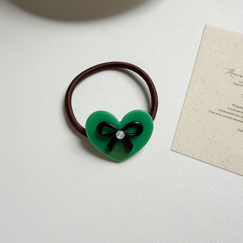 Stylish Love Heart Bowknot Rhinestones Hair Tie MK2BLW6W6HHT26
