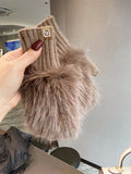 Leopard Faux Fur Fingerless Gloves - DippedShop Wholesale - #9043