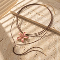 Enamel Flower Layered Necklace - DippedShop Wholesale - #3507