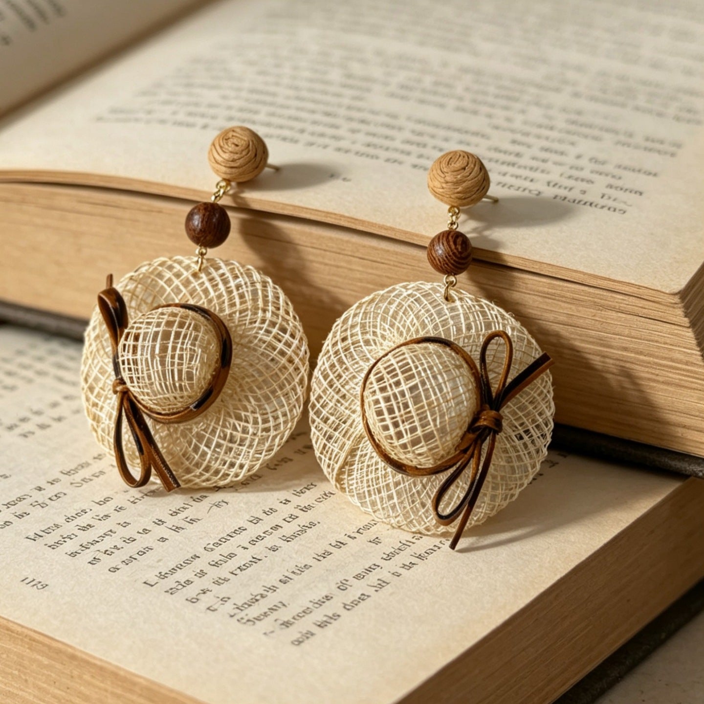Raffia Hat Dangle Earrings - DippedShop Wholesale - #9363