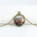 Retro USA Flag Pattern Round Pendant Chain Necklace 8ZA6JNC278T
