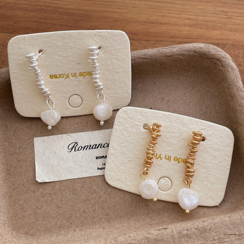 Gold Plated Pearl Dangle Earrings - DippedShop Wholesale - #6851