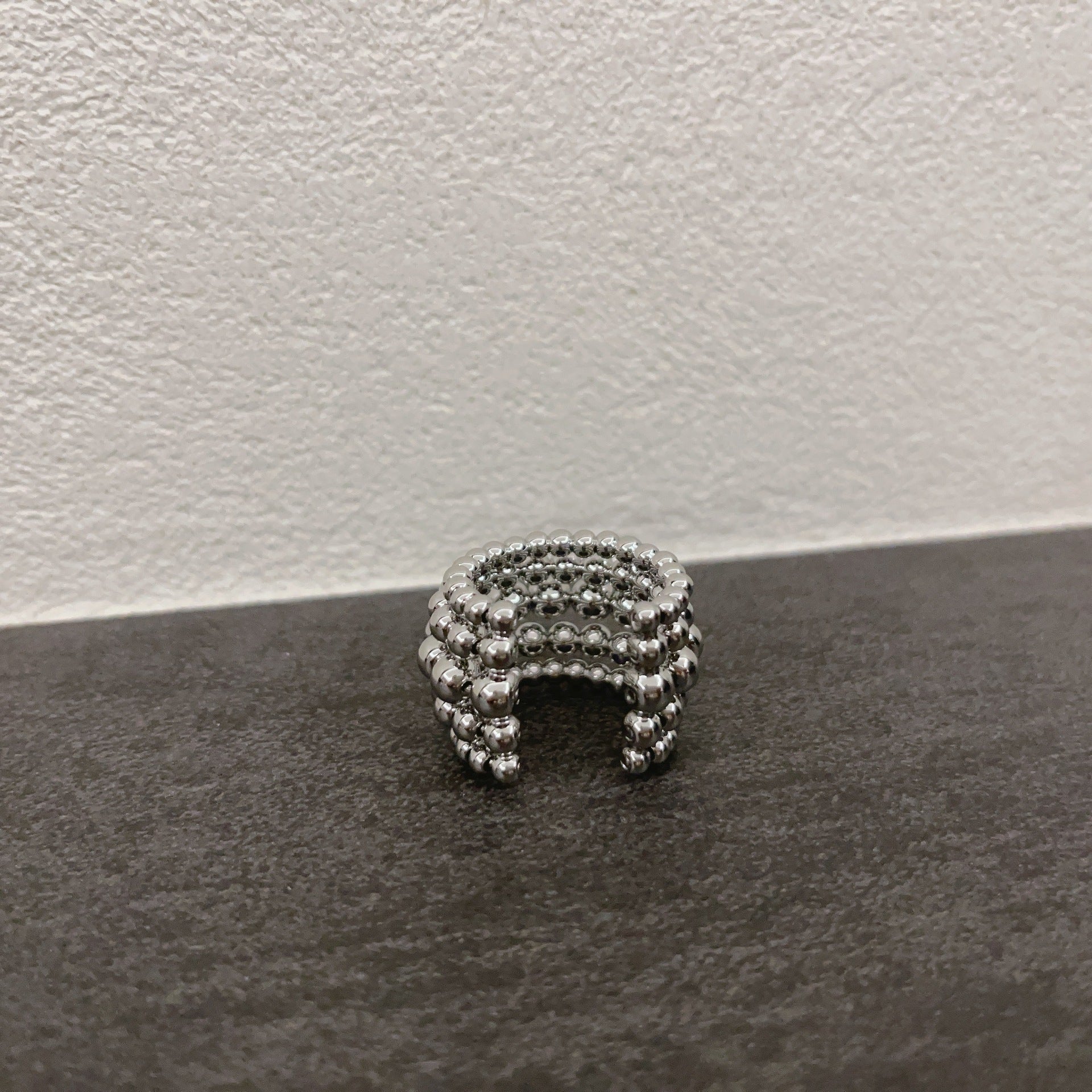 Chunky Multi-Layer Ball Beaded Open Ring 6W6JRG298