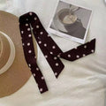 Retro Polka Dots Narrow Lightweight Silk Scarf MK2BLW6W6NSI62