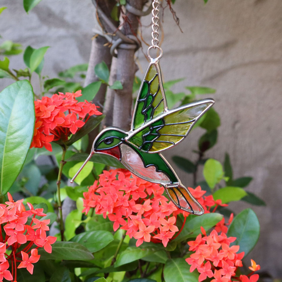 Hummingbird Painted Stained Glass Window Suncatcher 6H7HLS182