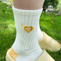 Heart Embroidery Rib Socks - DippedShop Wholesale - #2771