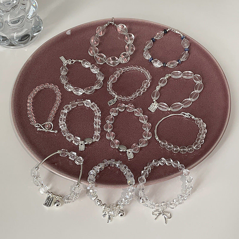 Simple Transparent Crystal Beaded Chain Bracelet 6W6JBR340