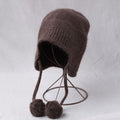 Simple Cute Pom-Pom Earflap Knit Beanie 6W6HAT692