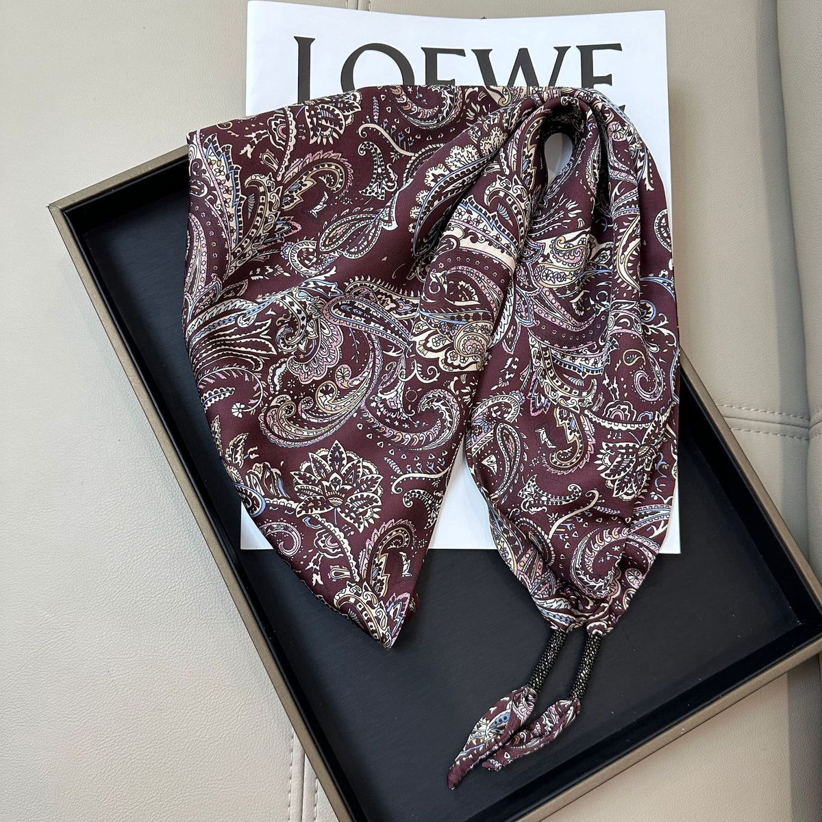 Cashew Print Silk Scarf - DippedShop Wholesale - #3683