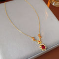 Vintage Rhinestones Floral Pendant Necklace 6W6JNC901