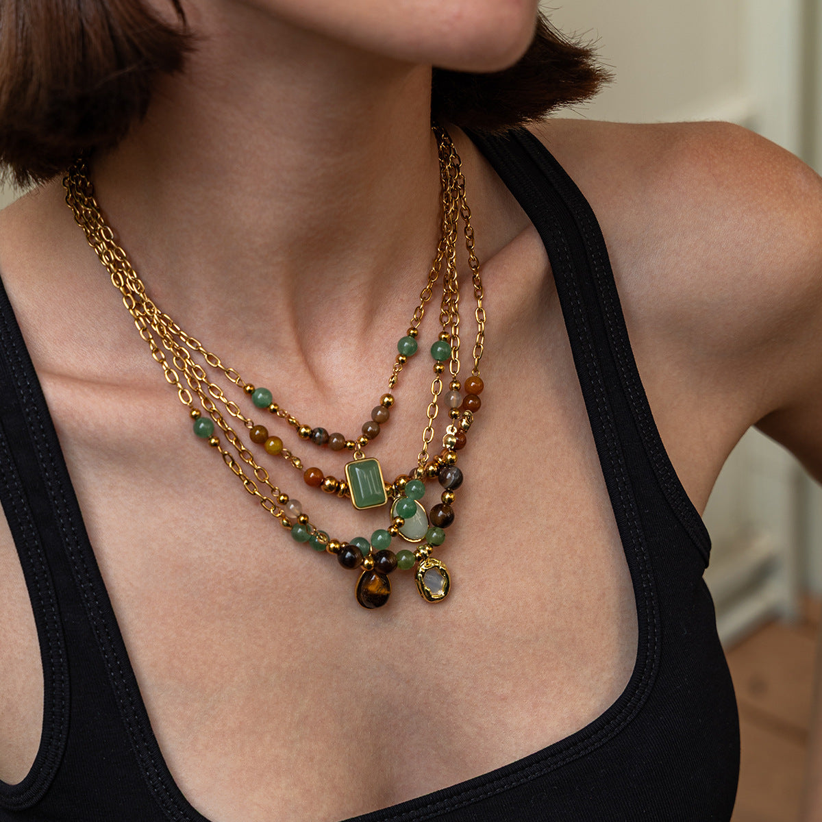 Gemstone Beaded Necklace - DippedShop Wholesale - #0515