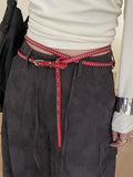 Stylish Double Layered Rivet Leather Belt 6W6JBT143