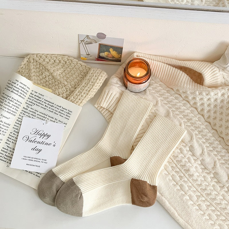 Minimalist Striped Color Block Knit Slouchy Socks 6W8FSO706