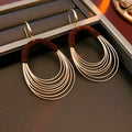 Chunky Layered Circle Gold Plated Hook Earrings 6W6JER744