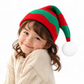 Christmas Color Block Striped Knit Beanie with Pompom 6W6HAT827