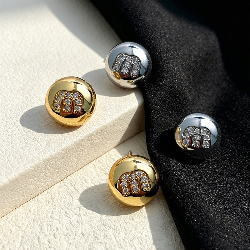 Stylish Gold Plated Rhinestones Stud Earrings 6W6JER577