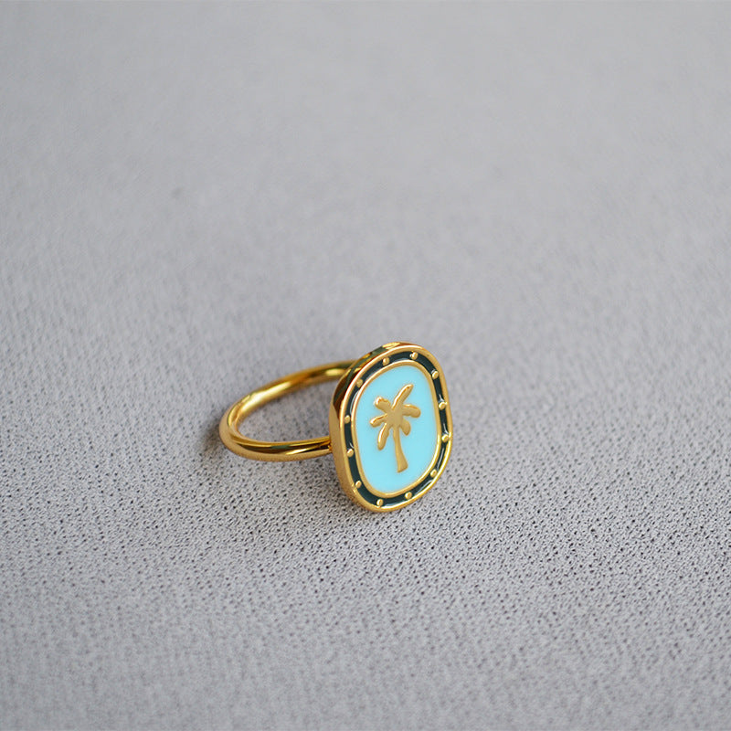 Coconut Tree Enamel Ring - DippedShop Wholesale - #6787