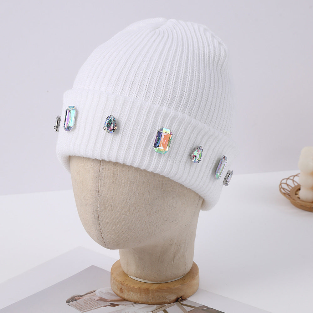Rhinestone Cuffed Knit Beanie - DippedShop Wholesale - #3955
