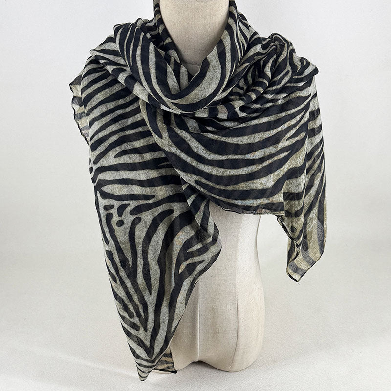 Retro Zebra Print Square Shape Silk Scarf 6W6NSI183