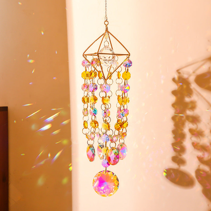 Geometric Frame Crystal Chain Tassel Hanging Suncatchers MK2CZAS6H7HLS67