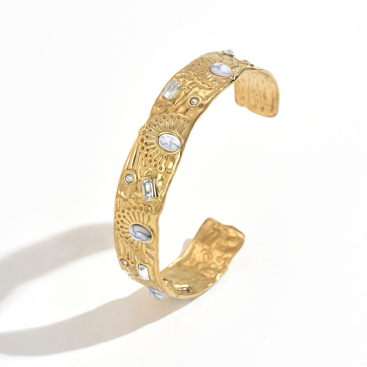 Trendy Gold Plated C-Shaped Open Bracelet 6W6JBR589